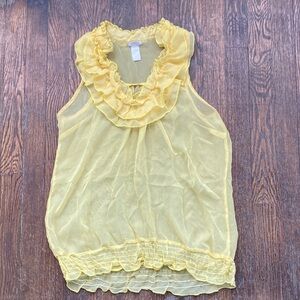 5/25 Yellow Ruffled Sleeveless Top